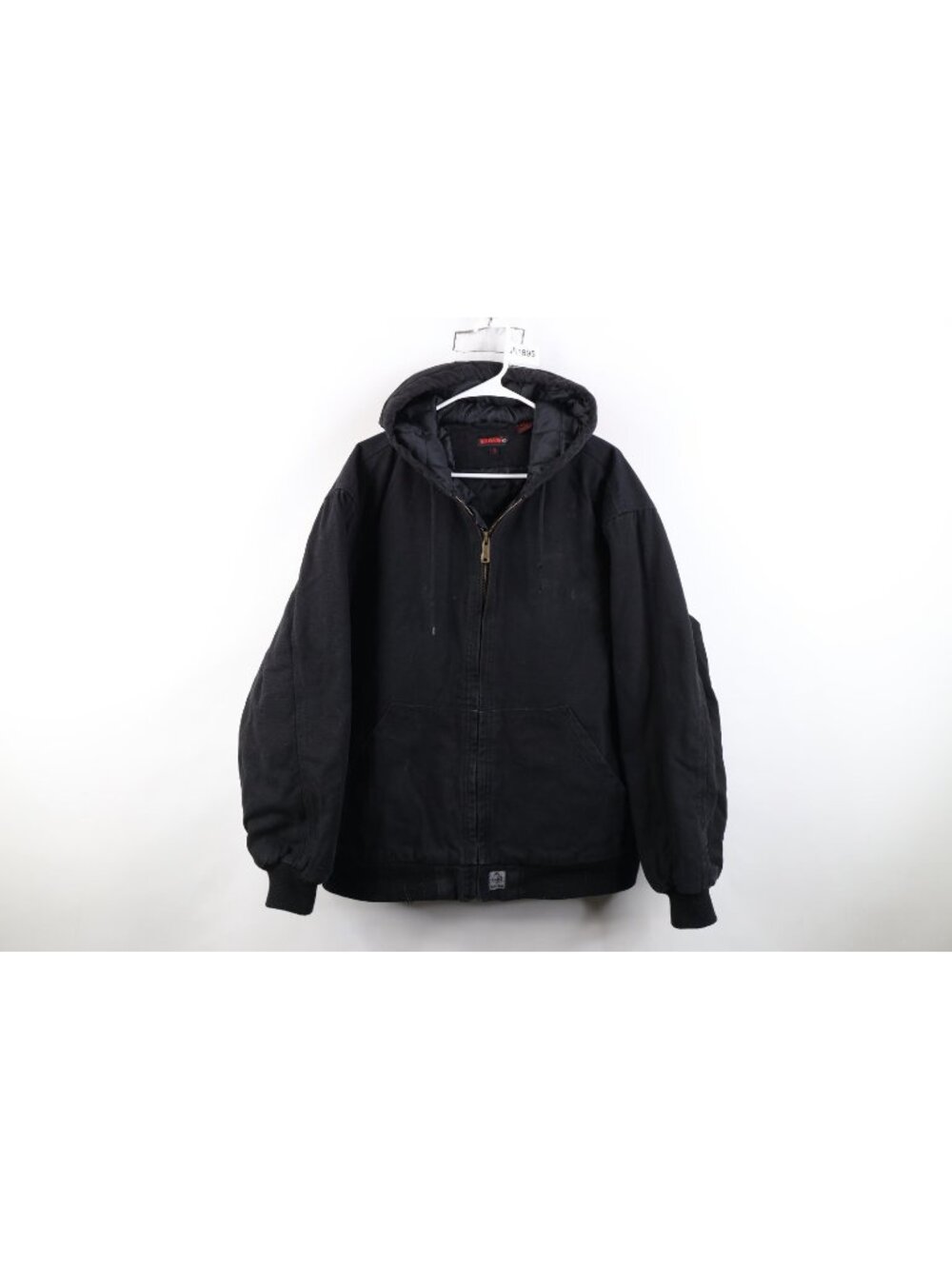 Vintage Wolverine Mens XL Distressed Quilted Canvas Hooded Jacket Black Workwear